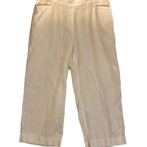 J. Jill Love Linen White Wide-Leg Pants Elastic Back Waist with Side Zip - Picture 1 of 6